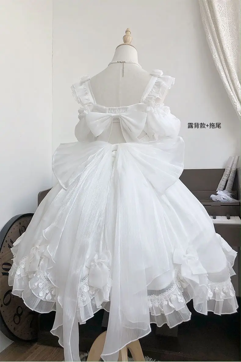 Coalfell Original Solid Color "Swan's Death" Lolita JSK Dress Women FS Full Set Lolita Vestido Fairy Dress Birthday Party Dress