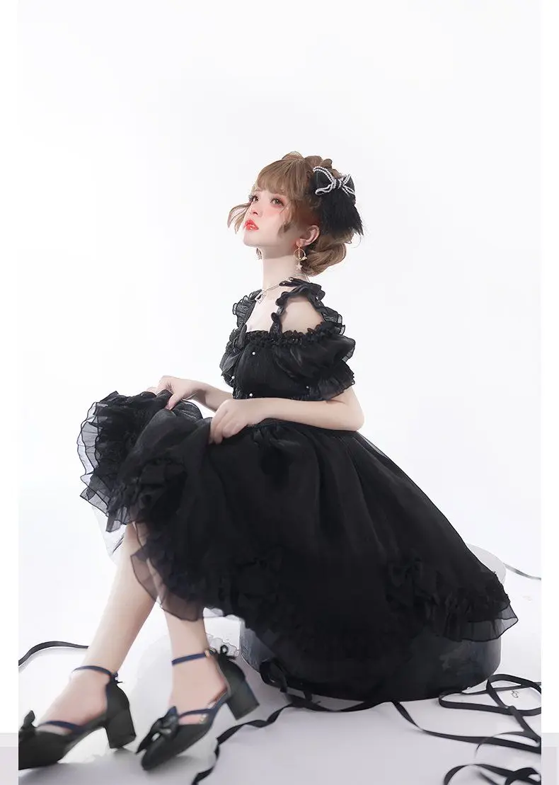 Coalfell Original Solid Color "Swan's Death" Lolita JSK Dress Women FS Full Set Lolita Vestido Fairy Dress Birthday Party Dress