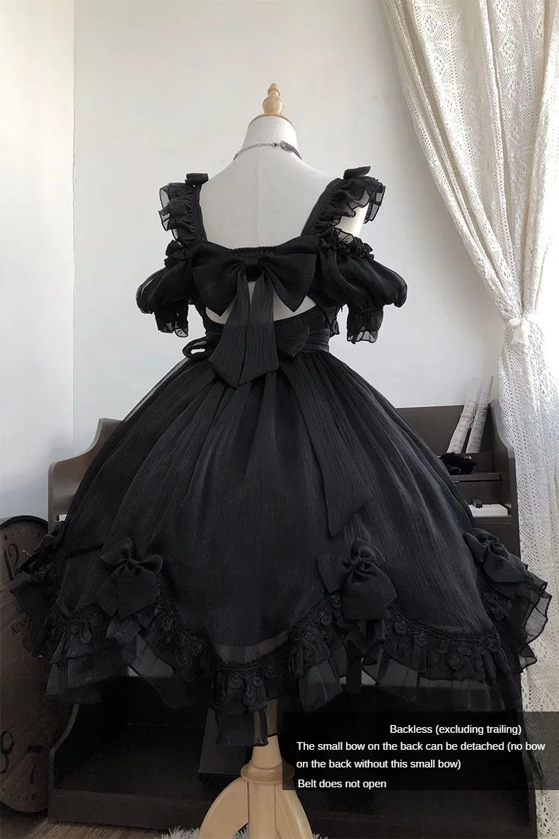 Coalfell Original Solid Color "Swan's Death" Lolita JSK Dress Women FS Full Set Lolita Vestido Fairy Dress Birthday Party Dress