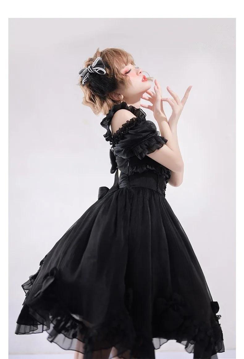 Coalfell Original Solid Color "Swan's Death" Lolita JSK Dress Women FS Full Set Lolita Vestido Fairy Dress Birthday Party Dress
