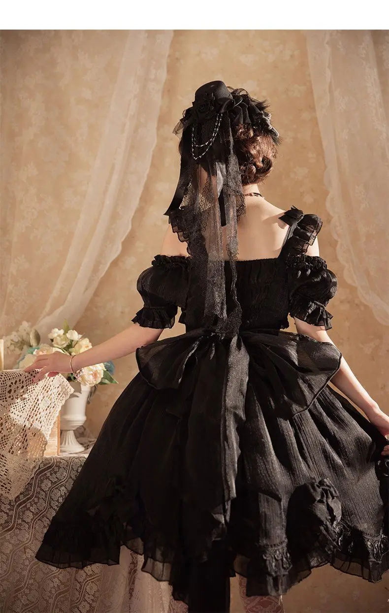 Coalfell Original Solid Color "Swan's Death" Lolita JSK Dress Women FS Full Set Lolita Vestido Fairy Dress Birthday Party Dress
