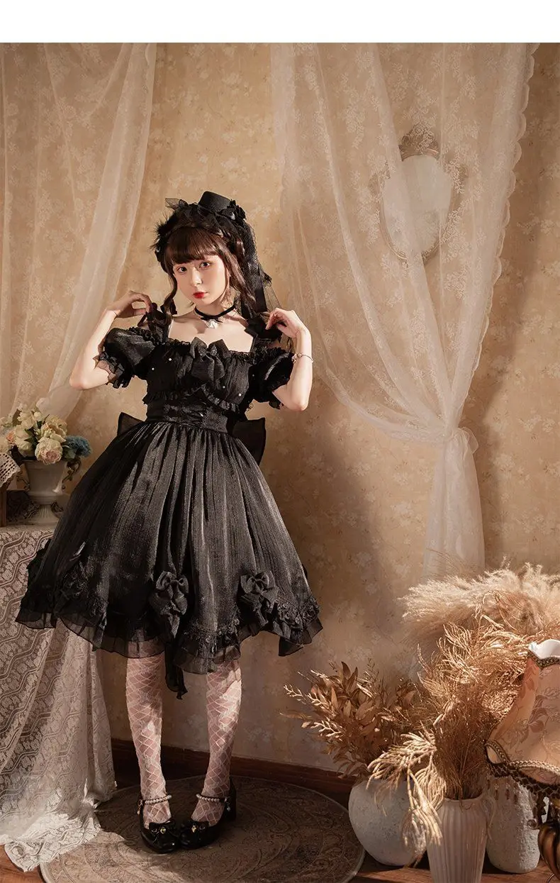 Coalfell Original Solid Color "Swan's Death" Lolita JSK Dress Women FS Full Set Lolita Vestido Fairy Dress Birthday Party Dress