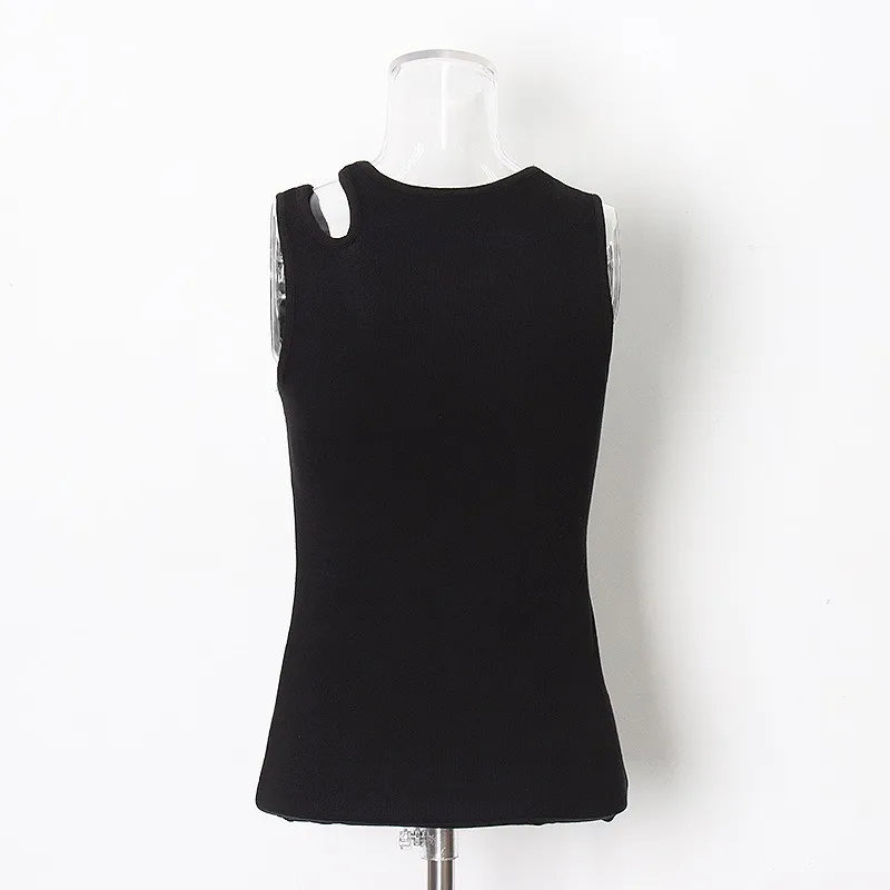 Casual y2k White Cut Out Women's T Shirt Sleeveless Slim T Shirts Female Clothing 2024 Summer Fashion crop top women camisetas
