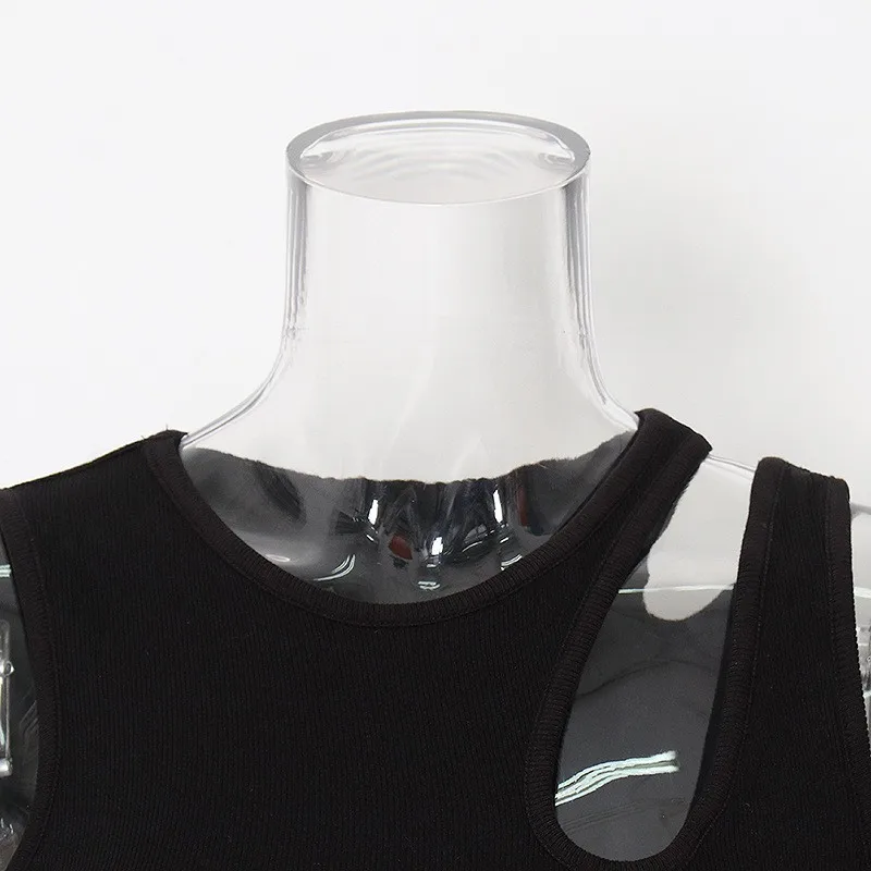 Casual y2k White Cut Out Women's T Shirt Sleeveless Slim T Shirts Female Clothing 2024 Summer Fashion crop top women camisetas