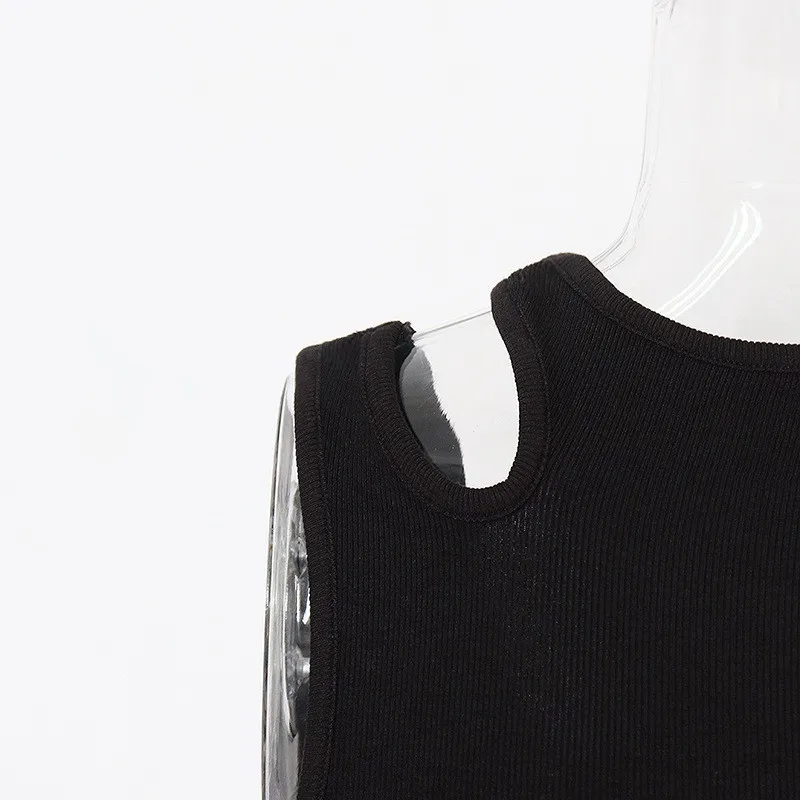 Casual y2k White Cut Out Women's T Shirt Sleeveless Slim T Shirts Female Clothing 2024 Summer Fashion crop top women camisetas