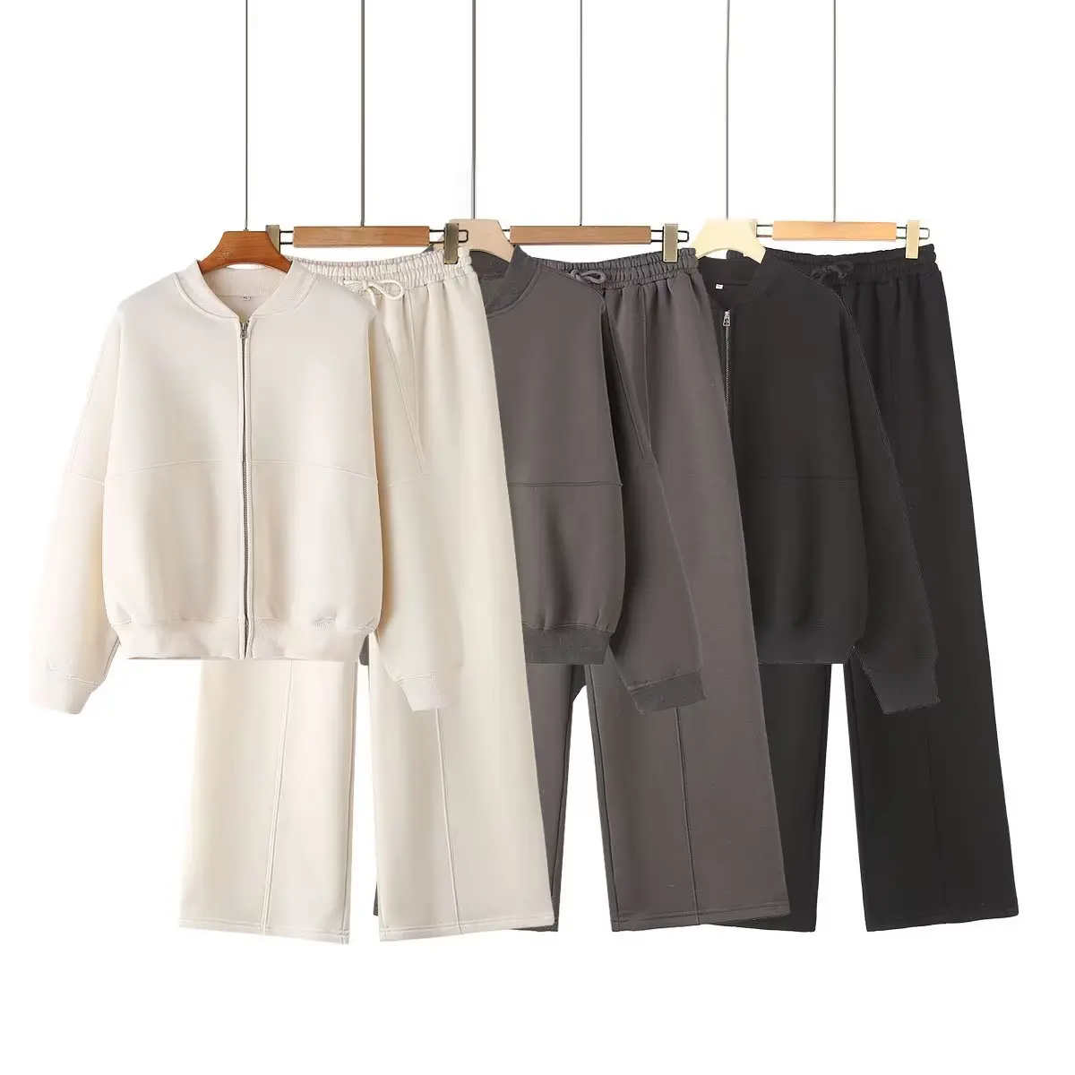Cotton Zipper Cardigan Sets To Woman 2024 Tracksuit Suits Baggy Pants Sportswear Women Sweater 2 Piece Set Women Outfits