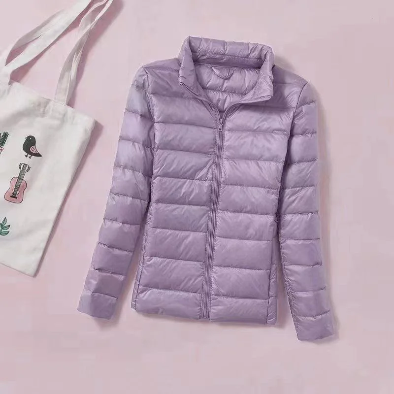 New Women Ultralight Thin Short Quilted Duck Down Jacket Lady Puffer Parkas Overcoat Autumn Winter Female Portable Outwear Coats
