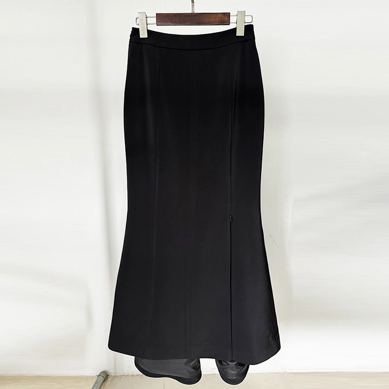 HIGH STREET Newest Fashion 2026 Women's Diamonds Rhinestone Beaded Blazer Mermaid Long Skirt