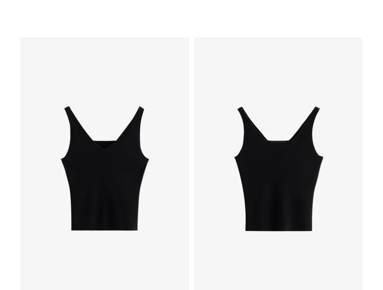 TOYOUTH Suspended Vest For Women's 2024 Summer New Suit With V-neck Knitted Bottom