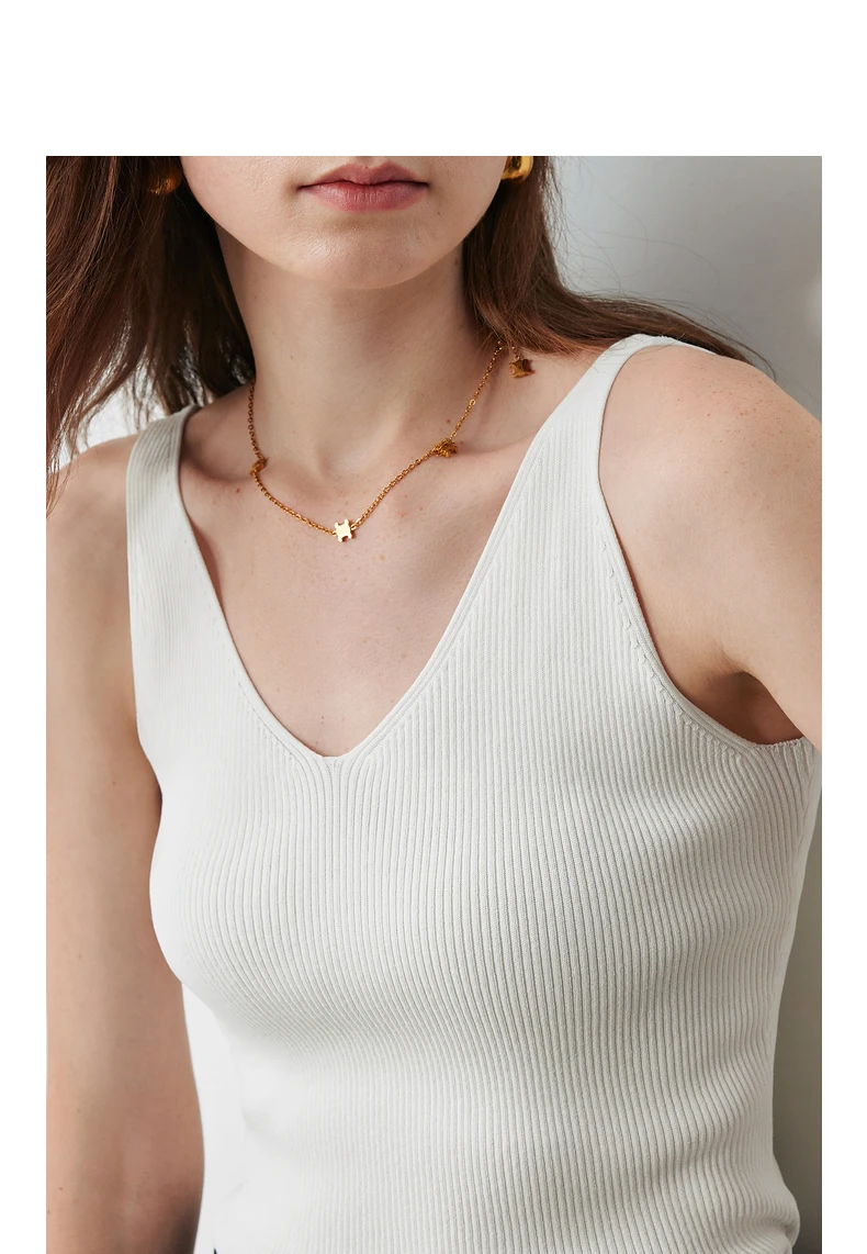 TOYOUTH Suspended Vest For Women's 2024 Summer New Suit With V-neck Knitted Bottom