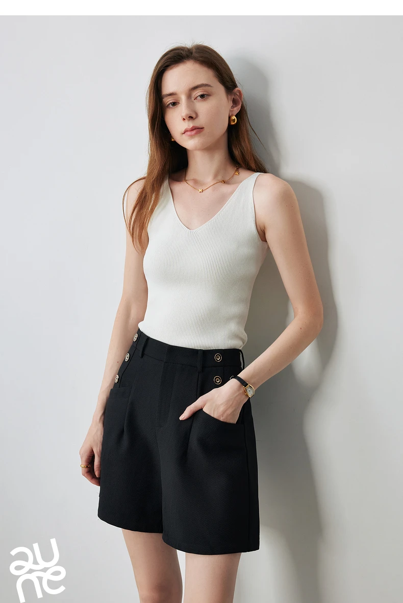 TOYOUTH Suspended Vest For Women's 2024 Summer New Suit With V-neck Knitted Bottom