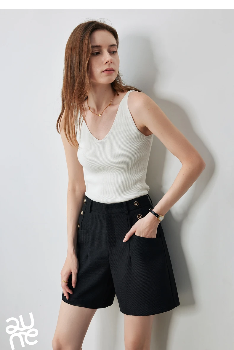 TOYOUTH Suspended Vest For Women's 2024 Summer New Suit With V-neck Knitted Bottom