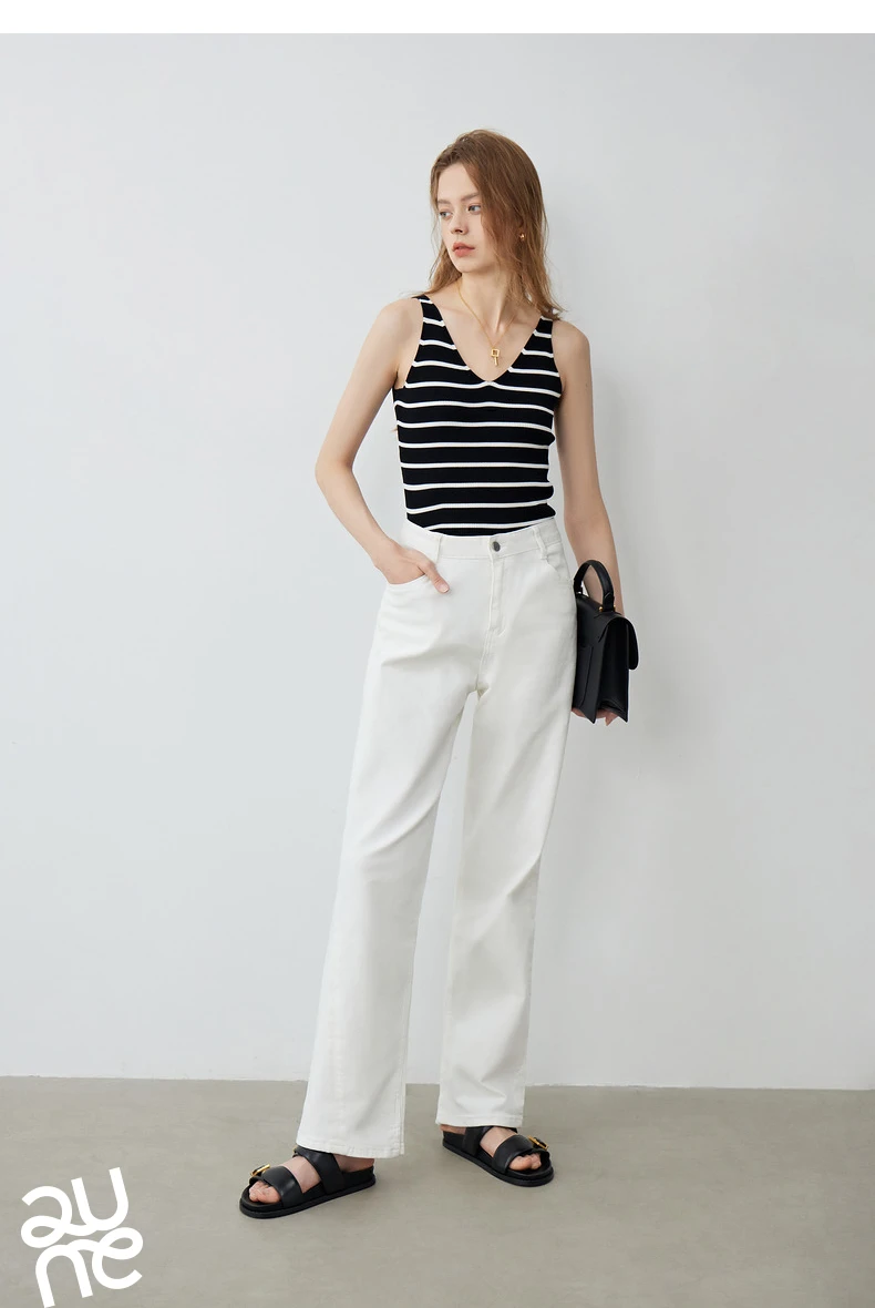 TOYOUTH Suspended Vest For Women's 2024 Summer New Suit With V-neck Knitted Bottom