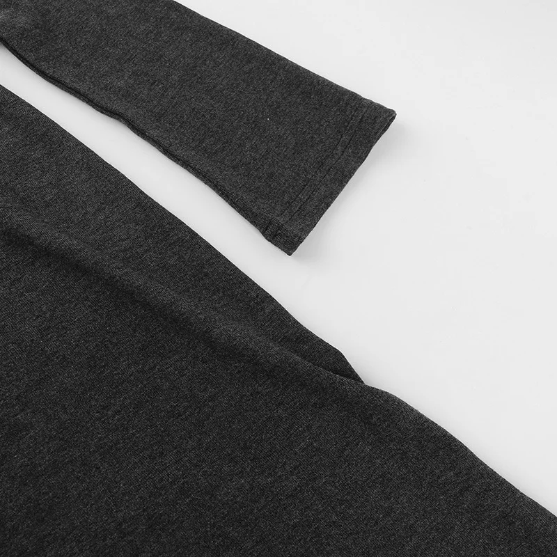 Asymmetrical Knit Long Dresses for Women Winter Fashion Kendall Outfits Gray Black Sexy Long Sleeve Slit Dress