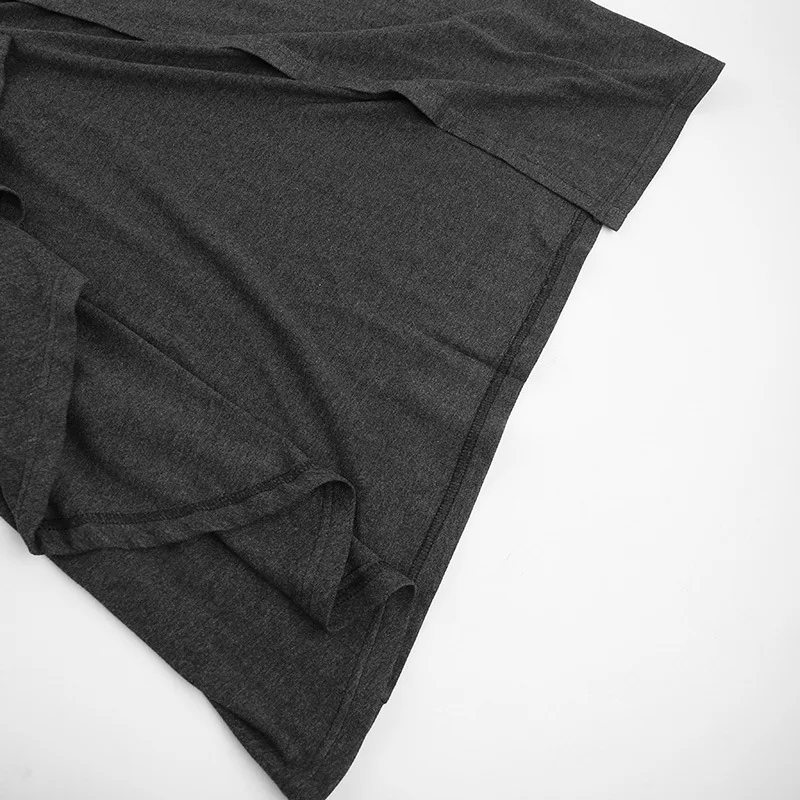 Asymmetrical Knit Long Dresses for Women Winter Fashion Kendall Outfits Gray Black Sexy Long Sleeve Slit Dress