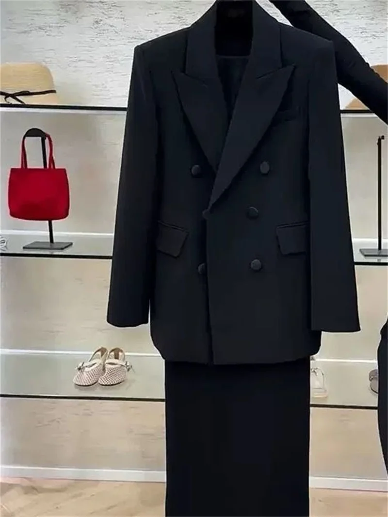 White Blazers Suits Set For Women 2026 New Spring Autumn Temperament Professional Formal Suit + Skirts 2PCS Ladies Outfits