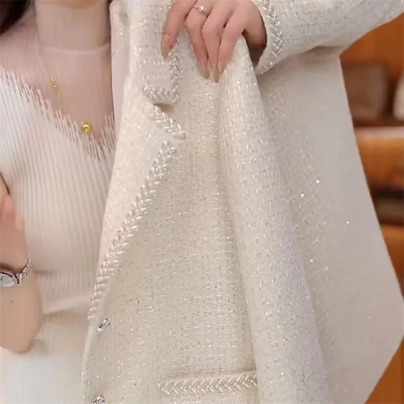 French Small Fragrance Coat Wool Tweed Jacket Women Autumn 2026 New Outwear High Sense Overcoat Preparation Celebrity Top Female
