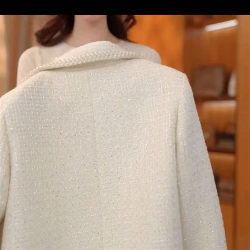 French Small Fragrance Coat Wool Tweed Jacket Women Autumn 2026 New Outwear High Sense Overcoat Preparation Celebrity Top Female