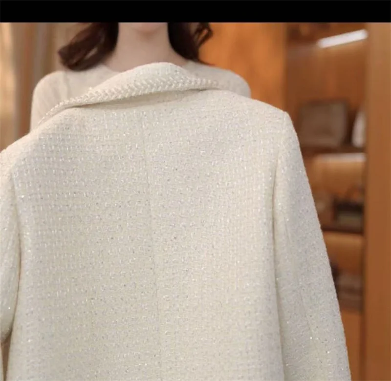 French Small Fragrance Coat Wool Tweed Jacket Women Autumn 2026 New Outwear High Sense Overcoat Preparation Celebrity Top Female
