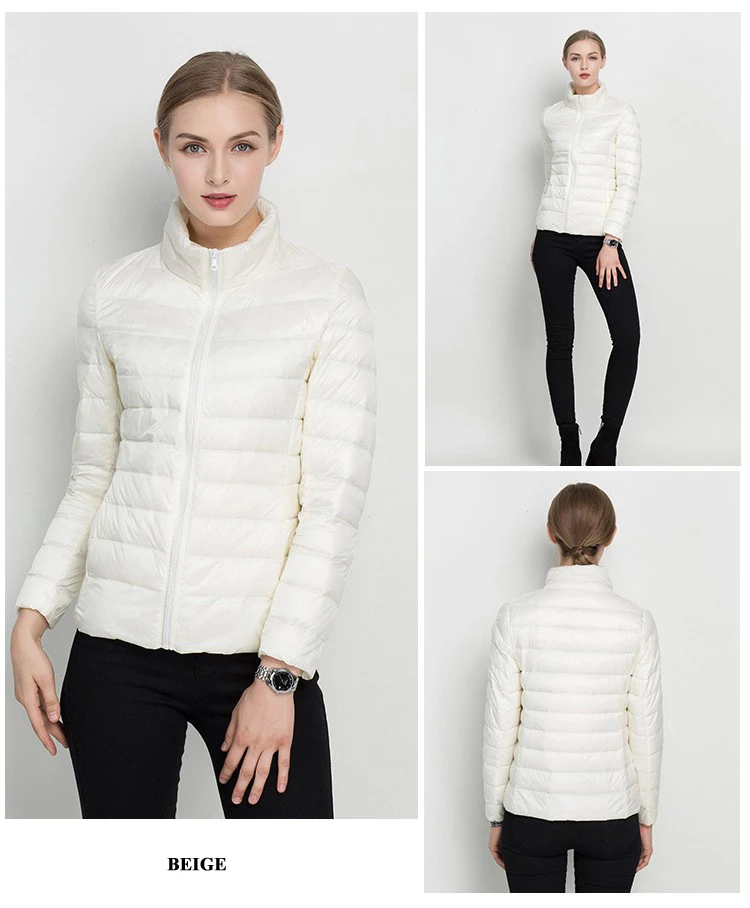Women Short Puffer Jacket 2025 New Fashion Stand Collar Lightweight Water-Resistant Packable Female Down Parka Casual Coat