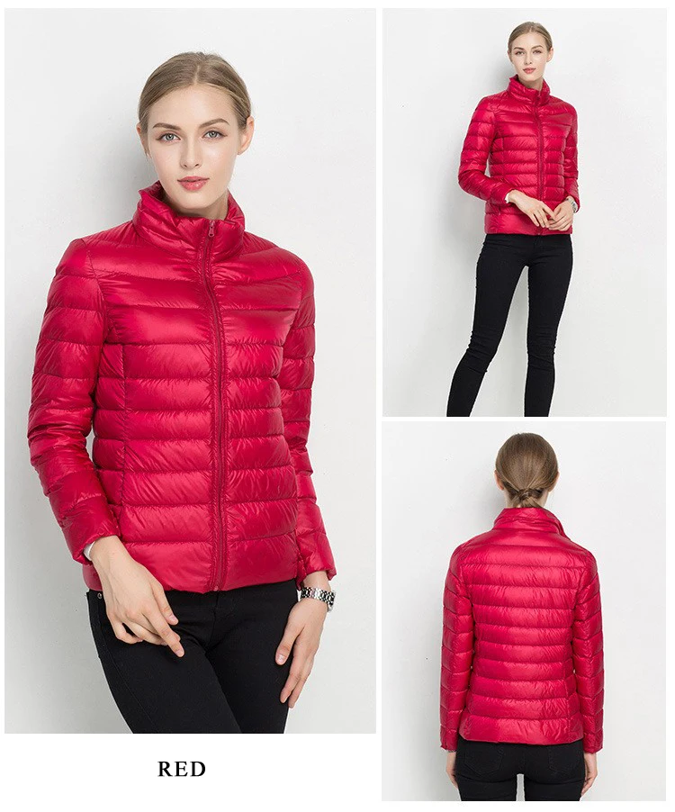 Women Short Puffer Jacket 2025 New Fashion Stand Collar Lightweight Water-Resistant Packable Female Down Parka Casual Coat