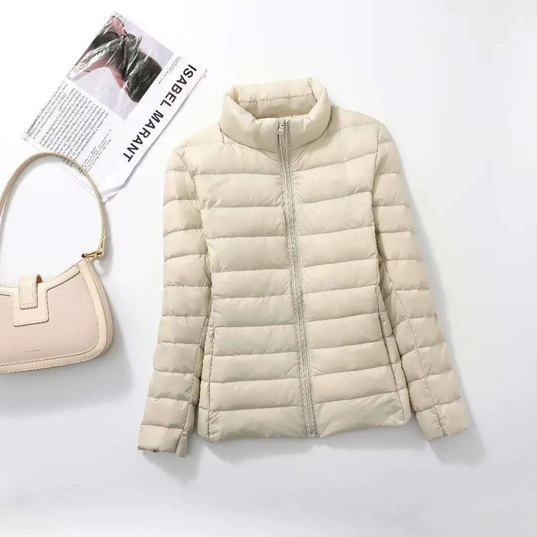 Women Short Puffer Jacket 2025 New Fashion Stand Collar Lightweight Water-Resistant Packable Female Down Parka Casual Coat