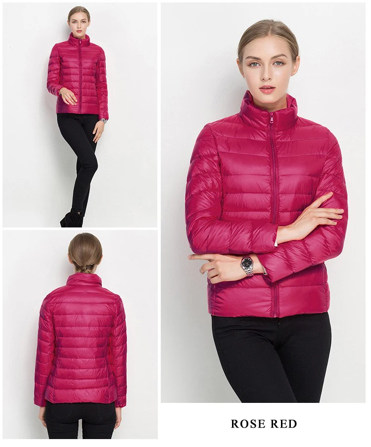 Women Short Puffer Jacket 2025 New Fashion Stand Collar Lightweight Water-Resistant Packable Female Down Parka Casual Coat