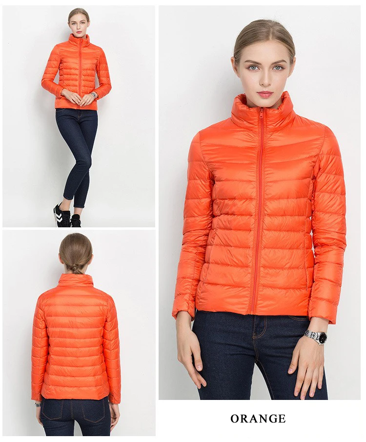Women Short Puffer Jacket 2025 New Fashion Stand Collar Lightweight Water-Resistant Packable Female Down Parka Casual Coat