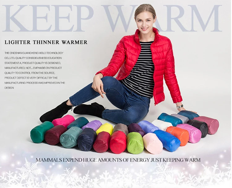 Women Short Puffer Jacket 2025 New Fashion Stand Collar Lightweight Water-Resistant Packable Female Down Parka Casual Coat