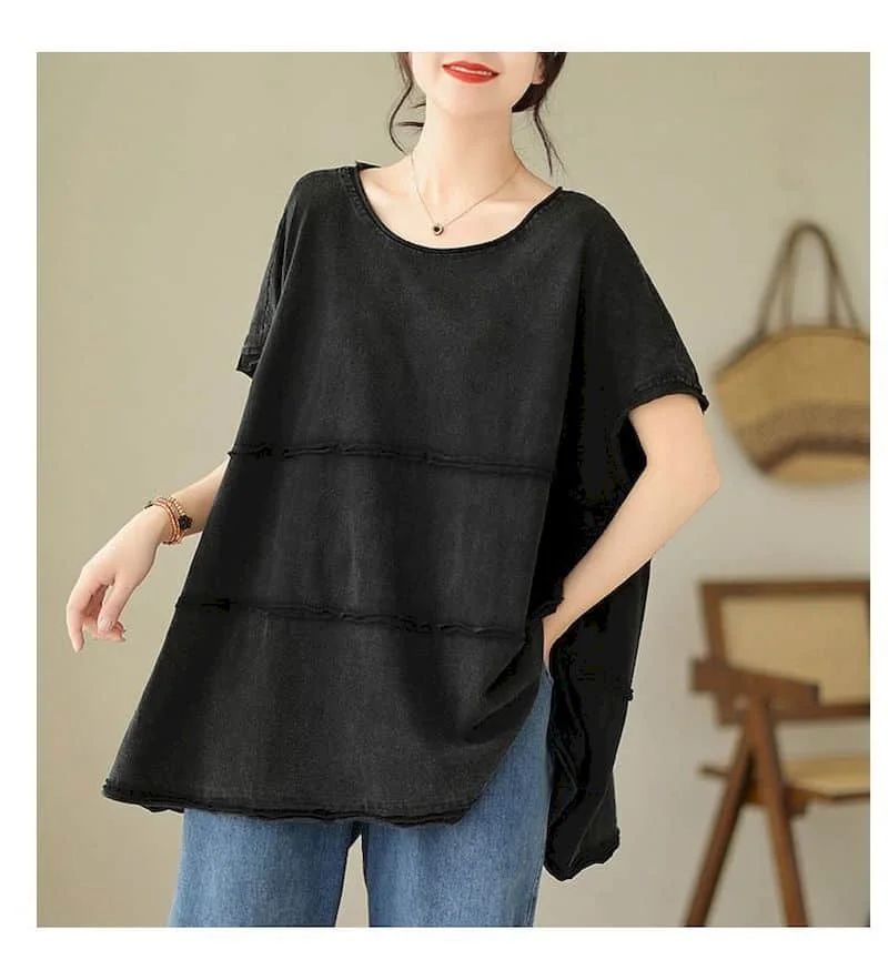 Oversized T Shirts Women Niche Design Sense Drop Shoulder Sleeve T-shirt Casual Loose Slimming Tops 2025 Summer Trend Tshirt Y2k