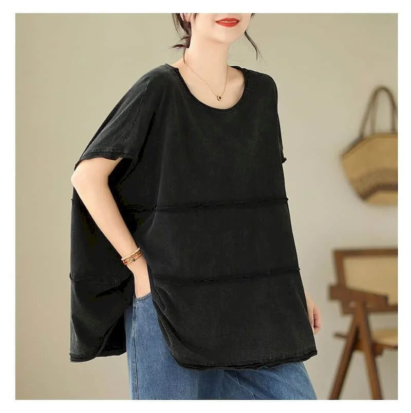 Oversized T Shirts Women Niche Design Sense Drop Shoulder Sleeve T-shirt Casual Loose Slimming Tops 2025 Summer Trend Tshirt Y2k