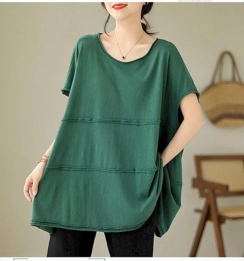 Oversized T Shirts Women Niche Design Sense Drop Shoulder Sleeve T-shirt Casual Loose Slimming Tops 2025 Summer Trend Tshirt Y2k