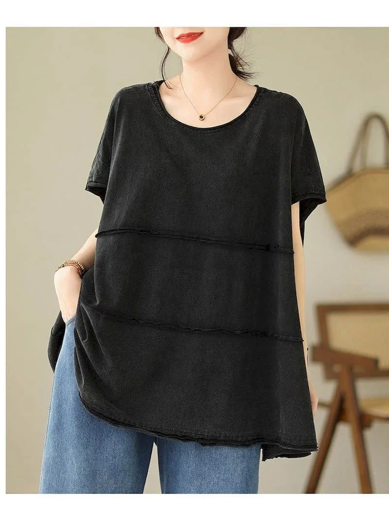 Oversized T Shirts Women Niche Design Sense Drop Shoulder Sleeve T-shirt Casual Loose Slimming Tops 2025 Summer Trend Tshirt Y2k