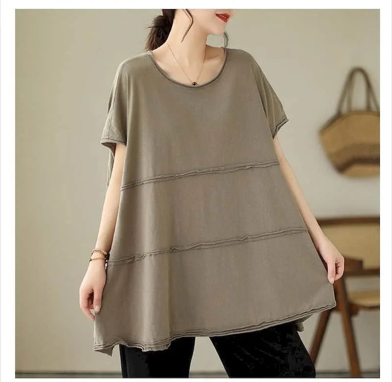 Oversized T Shirts Women Niche Design Sense Drop Shoulder Sleeve T-shirt Casual Loose Slimming Tops 2025 Summer Trend Tshirt Y2k