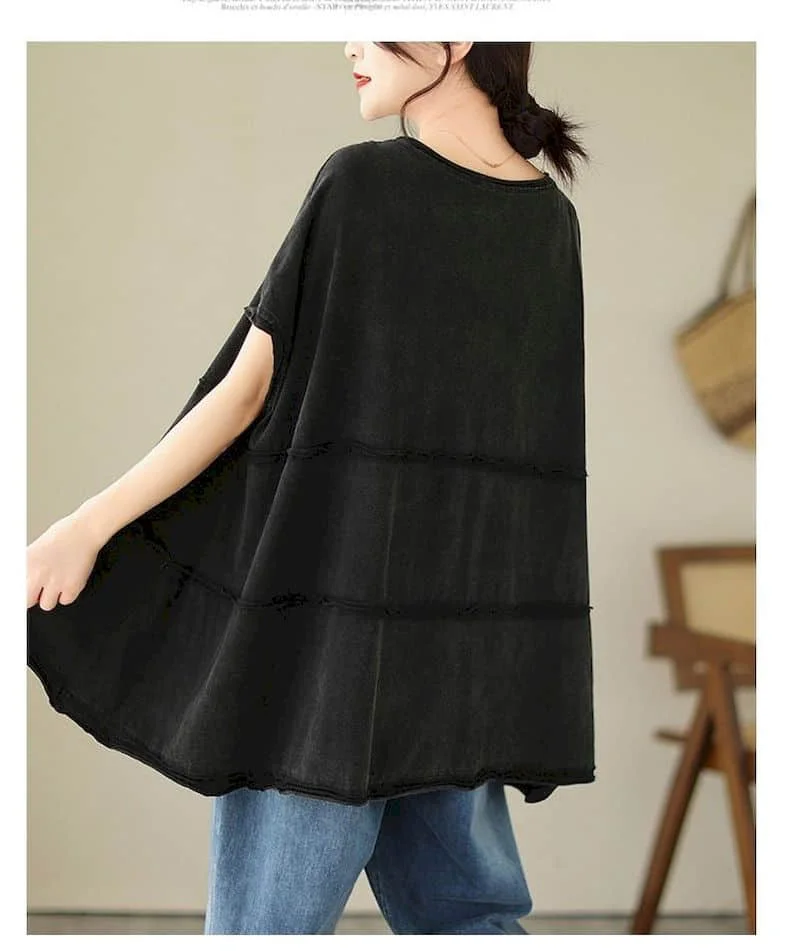 Oversized T Shirts Women Niche Design Sense Drop Shoulder Sleeve T-shirt Casual Loose Slimming Tops 2025 Summer Trend Tshirt Y2k