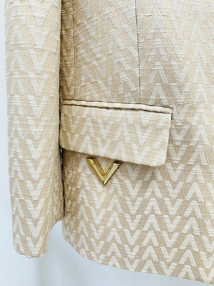 HIGH STREET Newest Fashion 2026 Designer Suit Set Women's Monogram Jacquard Blazer Pants Set 2pcs