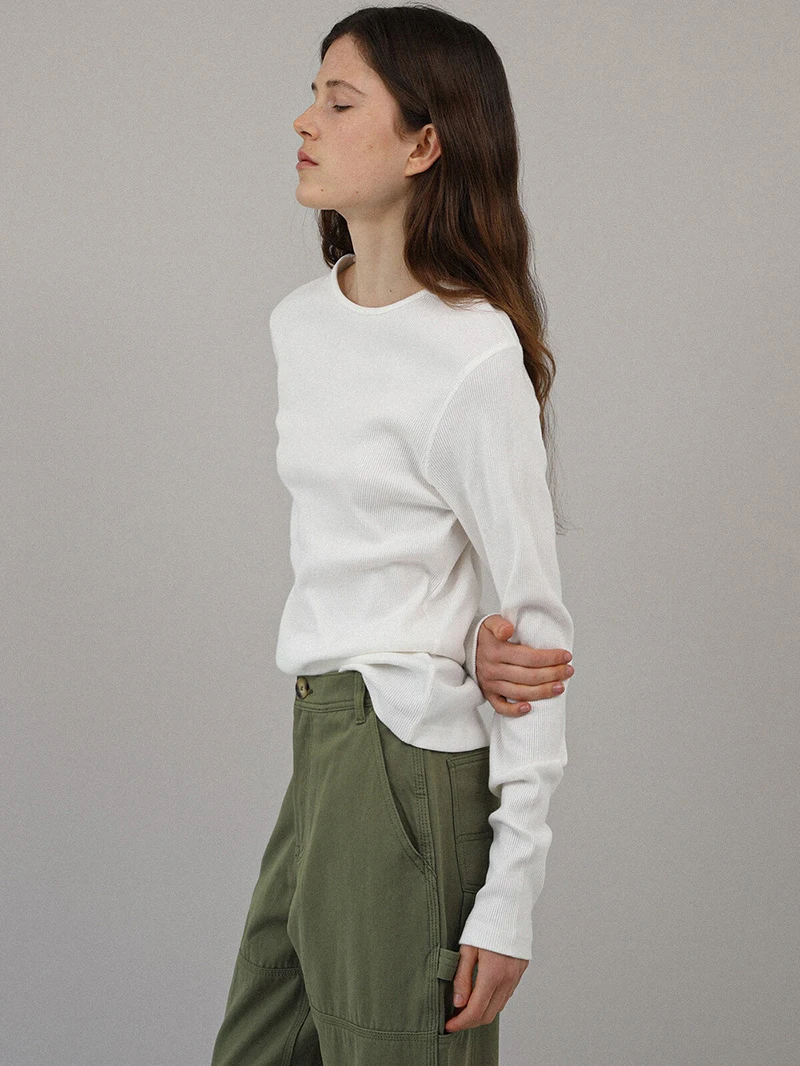 Spring Autumn Cotton Women Tshirt Knitted Casual Solid Long Sleeve Tees Harajuku Korean Fashion Tops Camisetas De Mujer