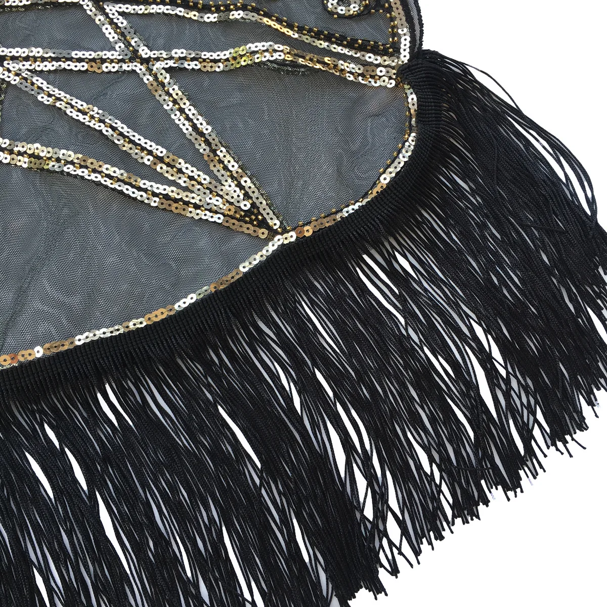 Women Ladies Retro Shawl Vintage 1920s Shiny Sequin Beads Fringe Tassel Cape Evening Dresses Cover Up