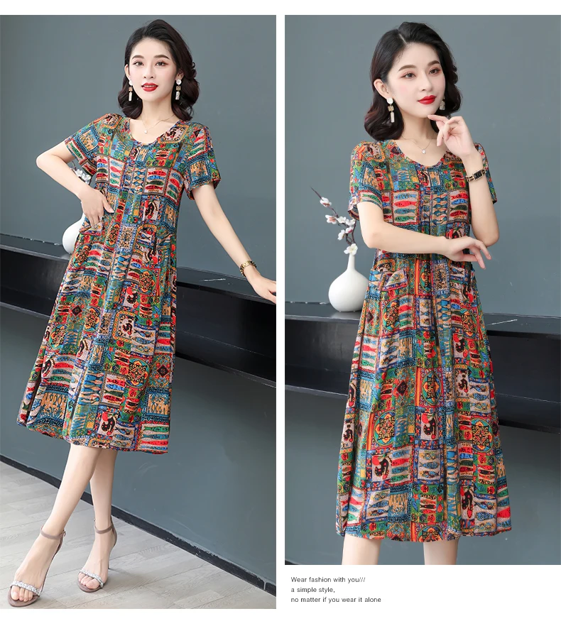 New Fashion Summer Women For women 2023 Plus Size Dress Casual Vintage Elegant Floral Dresses Woman Clothes