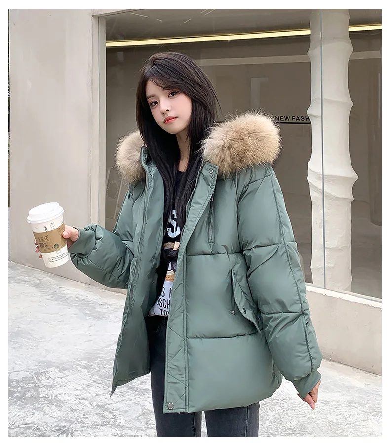 Winter Parkas Women 2025 Casual Hooded Thick Warm Padded Jacket Coats Female With Fur Collar Down Outwear Chaquetas Parkas Mujer