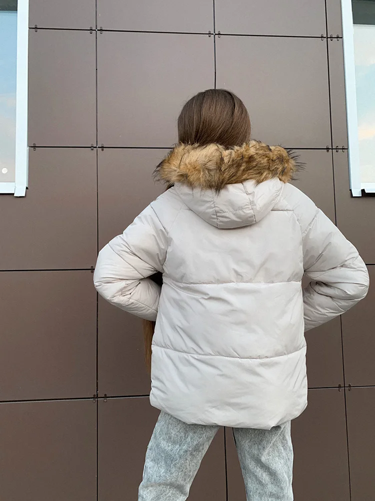 Winter Parkas Women 2025 Casual Hooded Thick Warm Padded Jacket Coats Female With Fur Collar Down Outwear Chaquetas Parkas Mujer