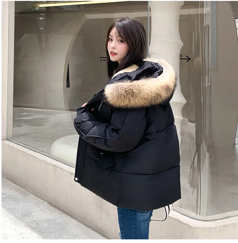 Winter Parkas Women 2025 Casual Hooded Thick Warm Padded Jacket Coats Female With Fur Collar Down Outwear Chaquetas Parkas Mujer