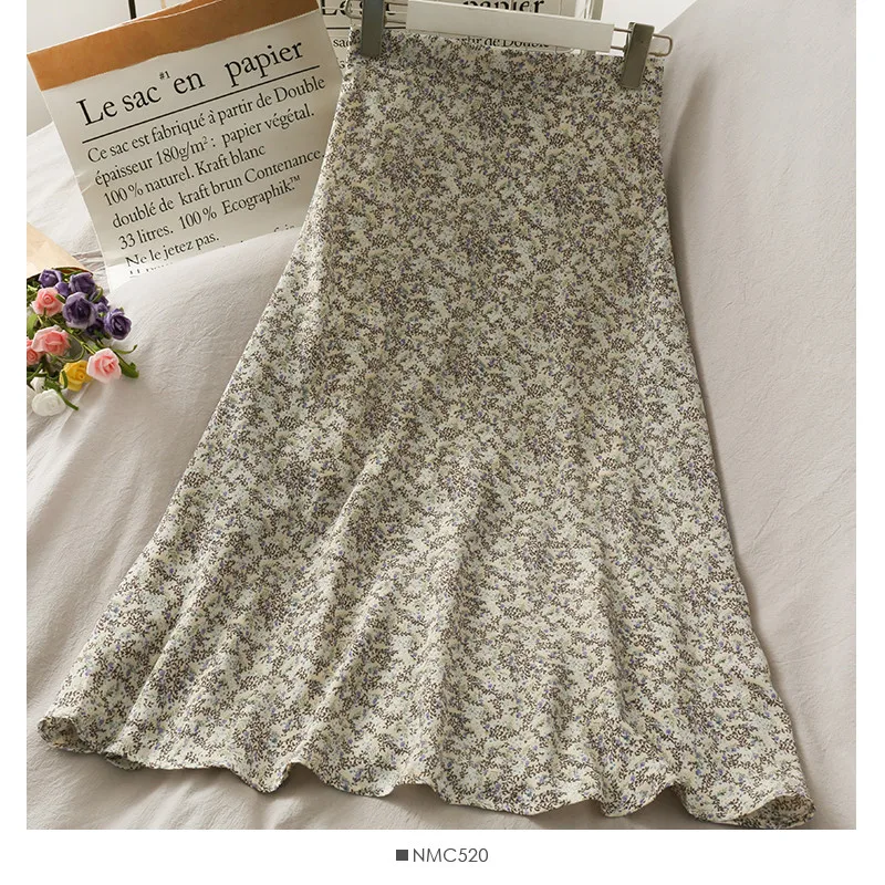 Woman Skirt 2026 Summer New Korean Ins Fashion Temperament Gentle Vintage Floral Slim Versatile High Waist Female Skirt