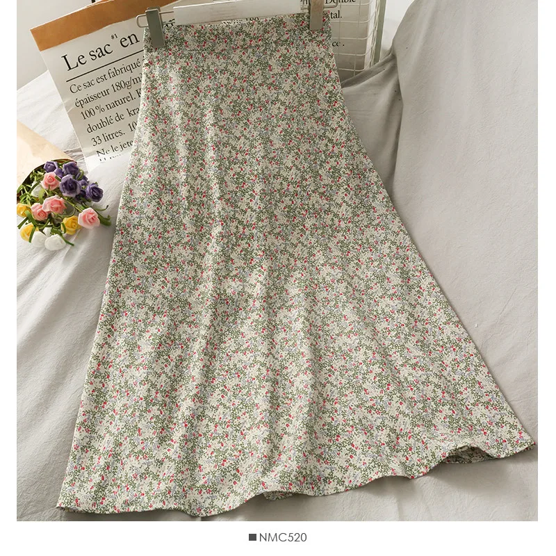 Woman Skirt 2026 Summer New Korean Ins Fashion Temperament Gentle Vintage Floral Slim Versatile High Waist Female Skirt
