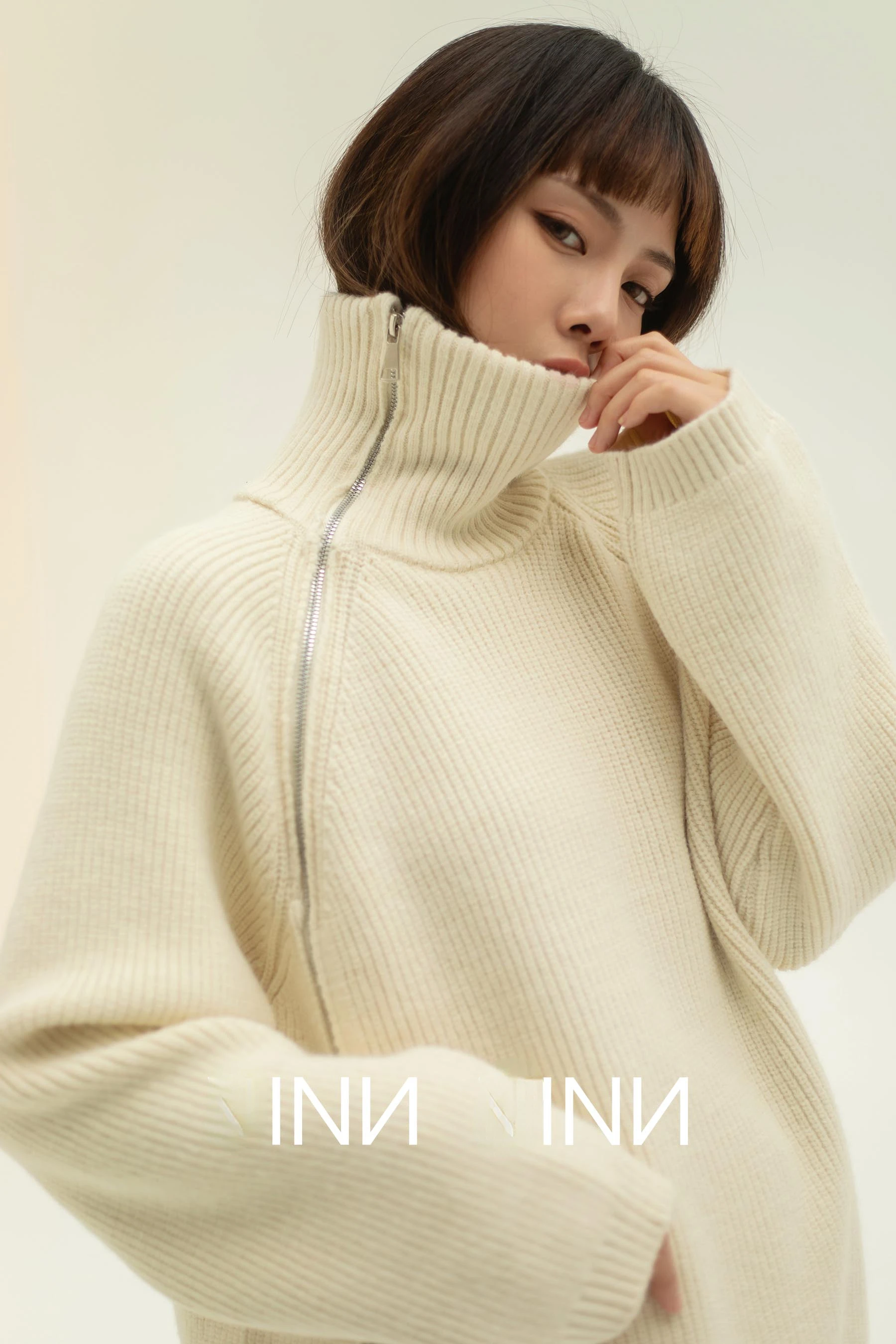 Autumn Knitted Two Piece Set Women 2025 Zipper Sweaters and Wide-leg Pants Suit Solid High-neck Pullover Sets for Women 2 Pieces
