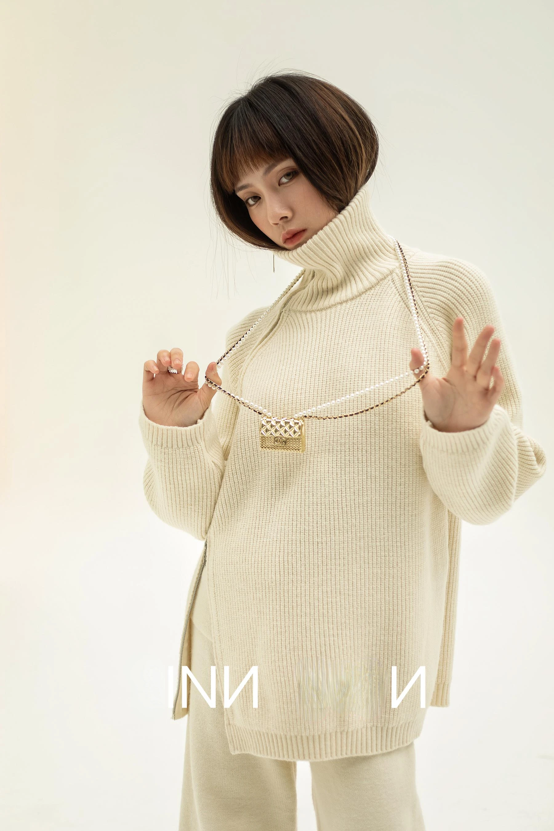 Autumn Knitted Two Piece Set Women 2025 Zipper Sweaters and Wide-leg Pants Suit Solid High-neck Pullover Sets for Women 2 Pieces