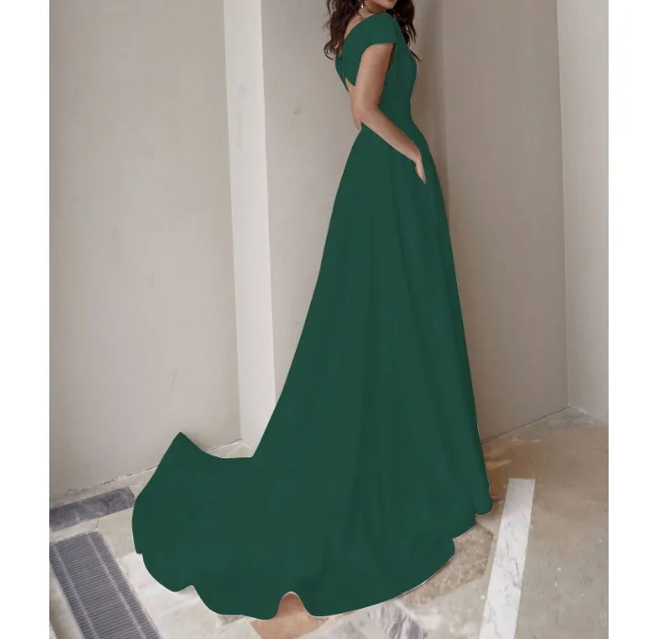 Womans Clothing Spring 2024 New Sweet and Fresh Solid V-Neck Princess Sleeve Dresses Y2k Fashion Versatile Long Skirt for Female