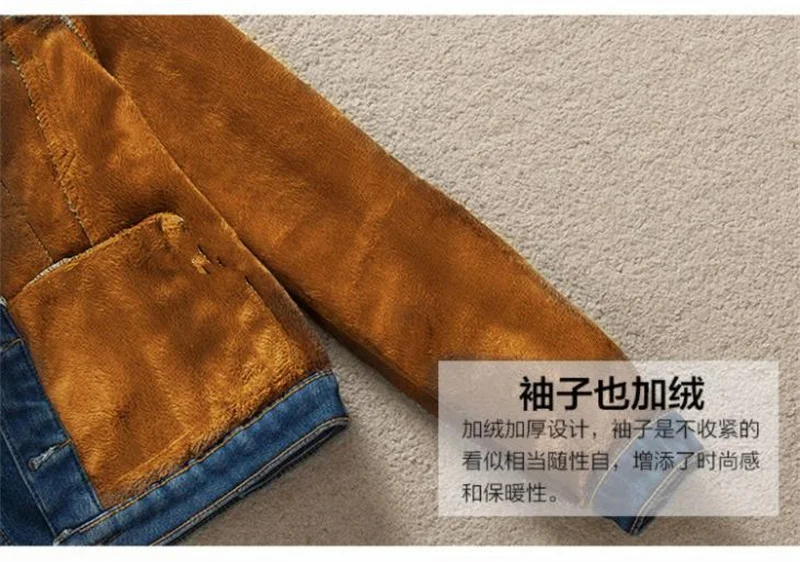 2023 Autumn Winter Fleece Denim Jacket Women Big Fur Collar Short Coat Thicken Velvet Liner Warm Tops Lady Jean Coat Outerwear