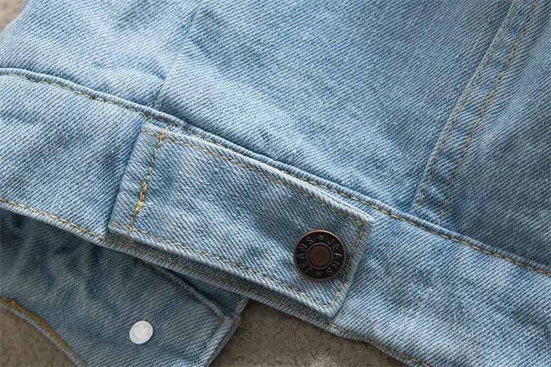 2023 Autumn Winter Fleece Denim Jacket Women Big Fur Collar Short Coat Thicken Velvet Liner Warm Tops Lady Jean Coat Outerwear