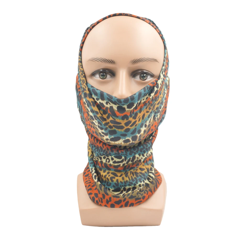 Animal Printed Neck Gaiter Bandana Leopard Pattern Tube Scarf for Women Men Headband for Cycling Hunting Hiking Camping Biking